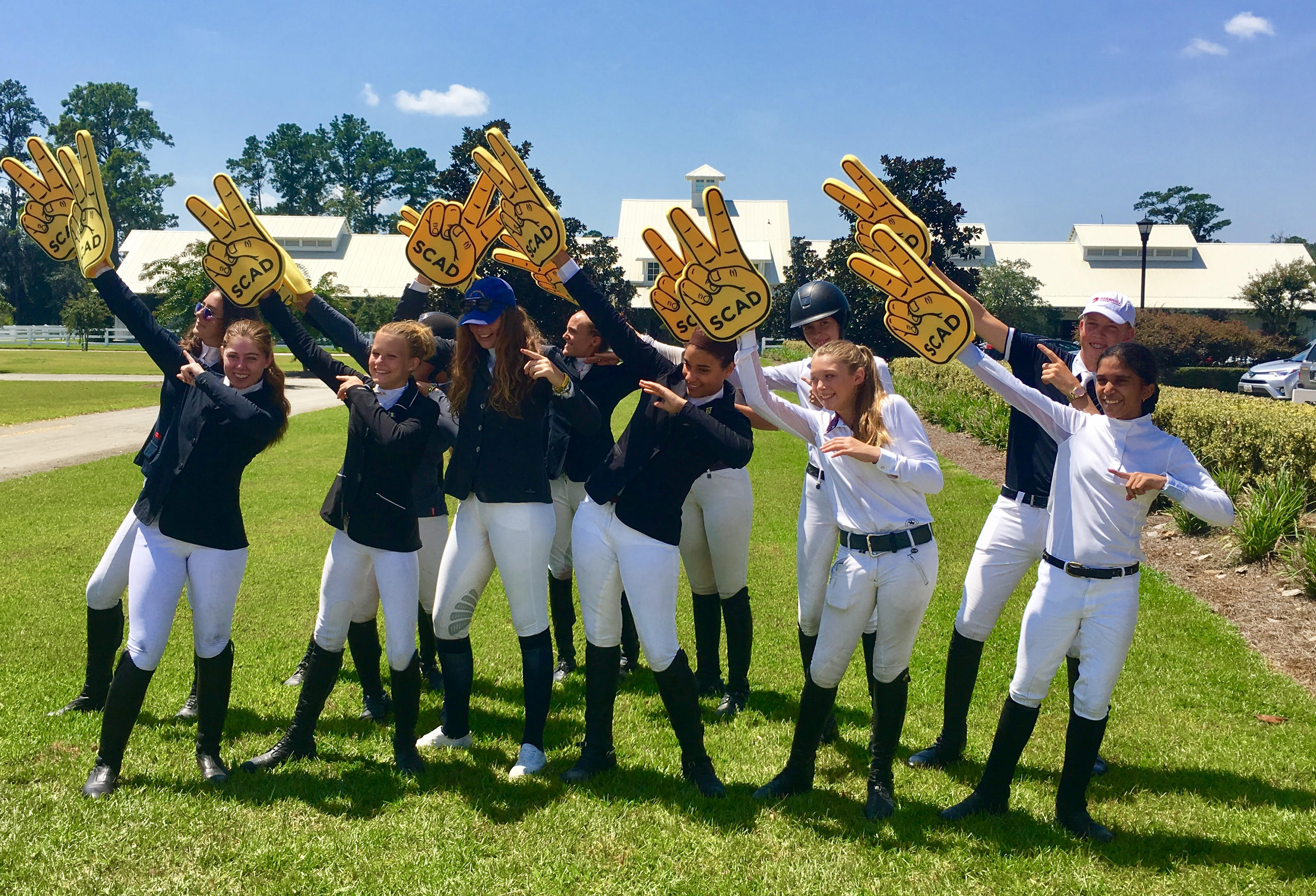 The competitors of the Caribbean Junior Jumping Challenge showed their enthusiasm for their host. Photo courtesy of PAEC